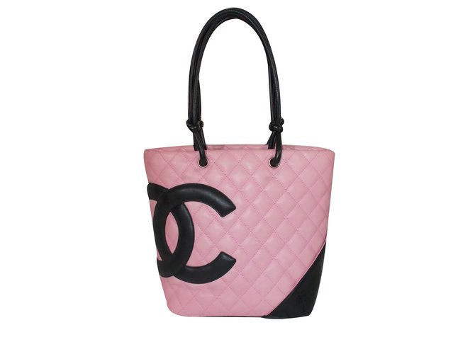Chanel Cambon Black Pink Leather  ref.34204