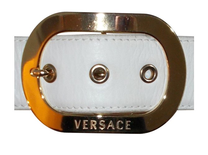Versace Gürtel Weiß Golden Leder  ref.34271