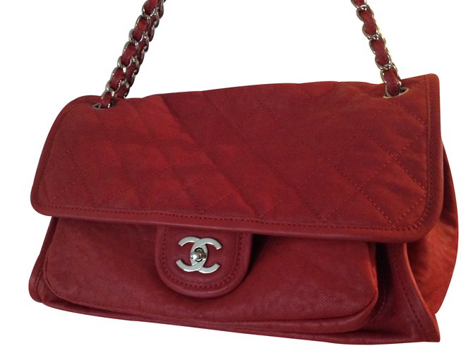 Chanel borsetta Rosso Pelle  ref.34288