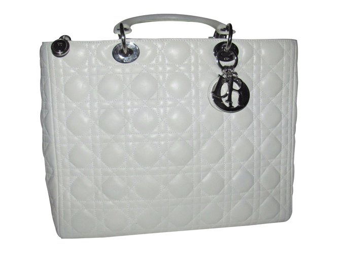 Lady dior White Leather  ref.34372