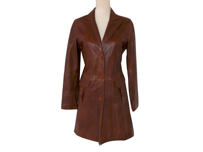 Abrigo Oakwood de cuero marrón Talla S Castaño
