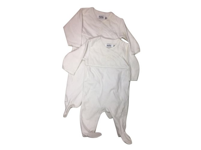 Baby Dior Satz von 2 Schlafanzug Weiß Baumwolle  ref.34453