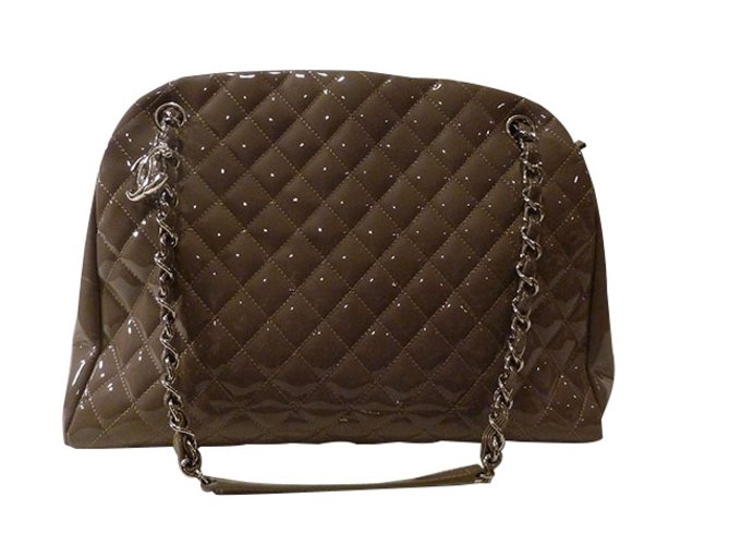 Chanel Mademoiselle Tote Bage Grey Patent leather  ref.34489