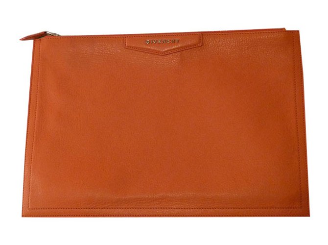 Givenchy Antigona Large Clutch Orange Leather  ref.34495