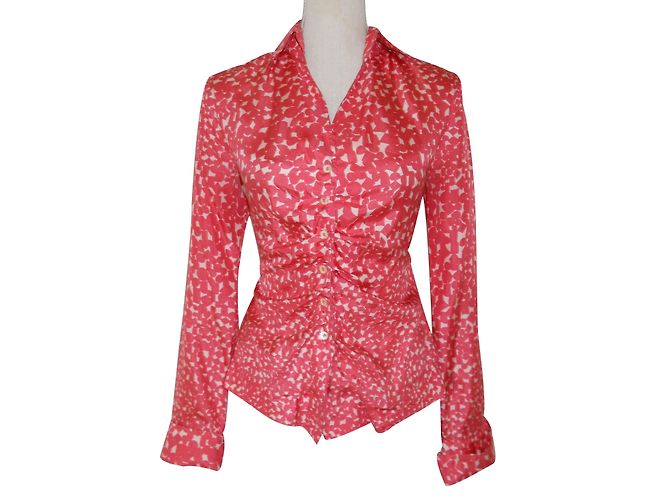 René Lezard Camicetta in seta rosso corallo Beige