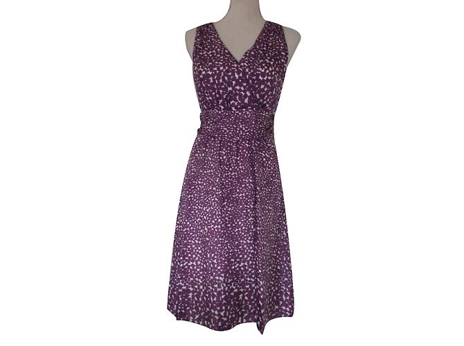 Kleid René Lezard aus Seide Lila Weiß