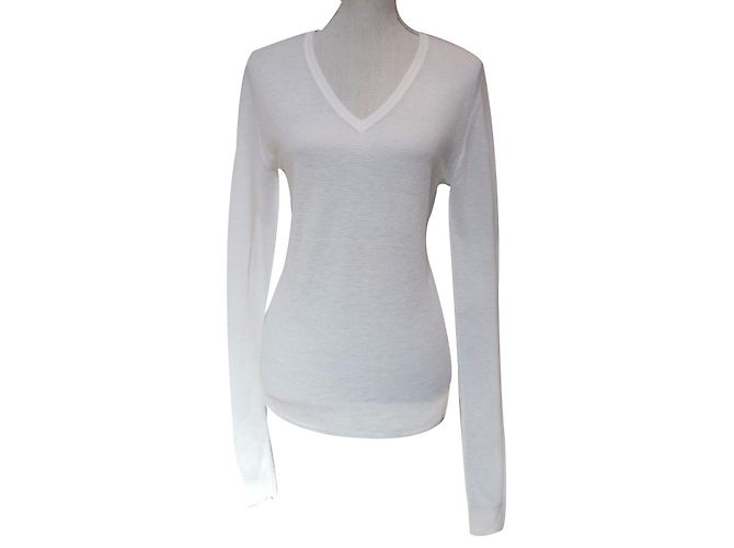 Calvin Klein Strickpullover aus Kaschmir und Seide Ecru Aus weiß