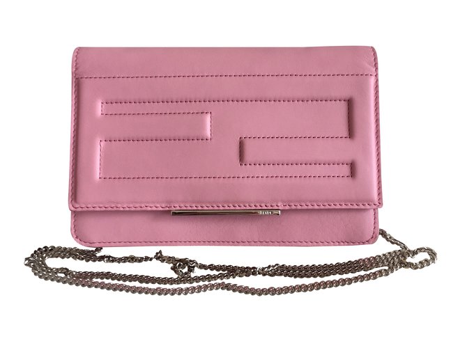 Fendi Brieftasche an der Kette Pink Leder  ref.34557