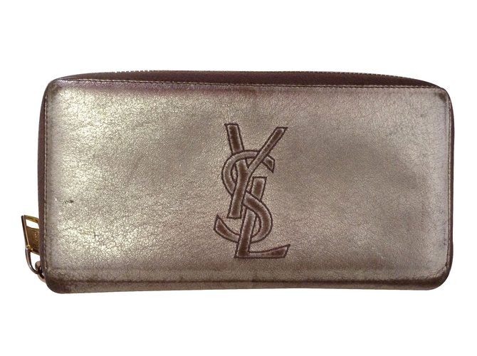 Yves Saint Laurent Wallet Golden Leather  ref.34614