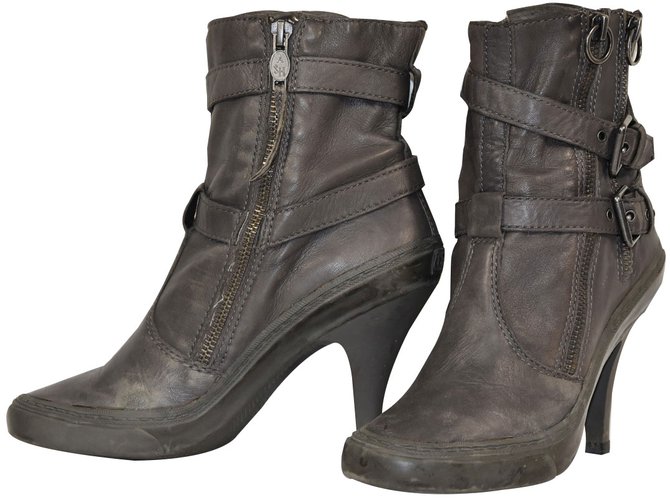 Ash Ankle Boots Grey Leather  ref.34616