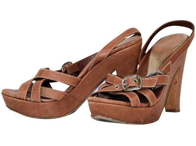 Emporio Armani Sandals Caramel Leather  ref.34620