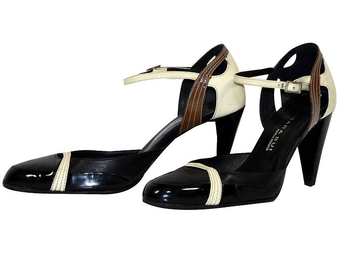 Barbara Bui Pumps Black and Cream Leather 38 Brown White