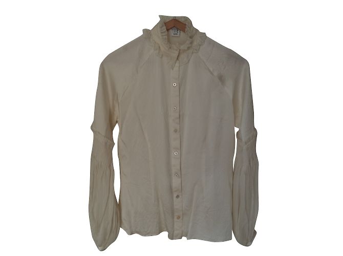 Autre Marque GANT Seidenhemd Creme Roh
