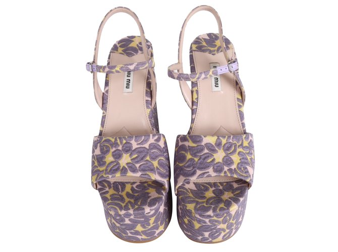 Miu Miu wedge sandals-Brand new Purple Cloth  ref.34700