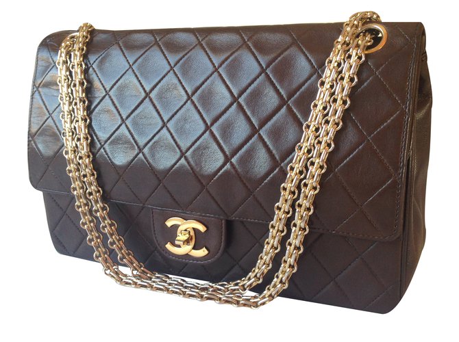 Chanel TIMELESS Marrom Couro  ref.34741