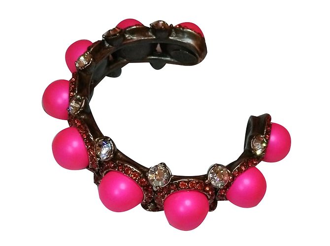 Bracciale Lanvin in Rame con Perline Rosa e Strass 