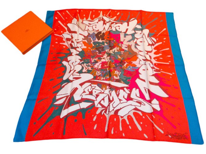 Hermès Cachecol de seda Multicor