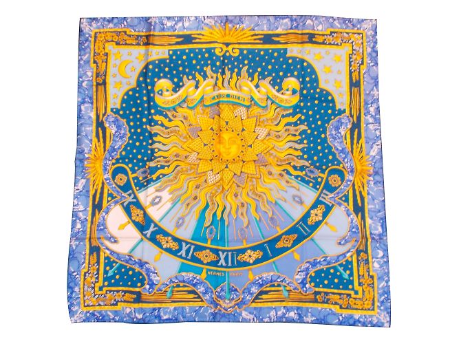 Hermès Carpe Diem Bianco Blu Giallo Seta