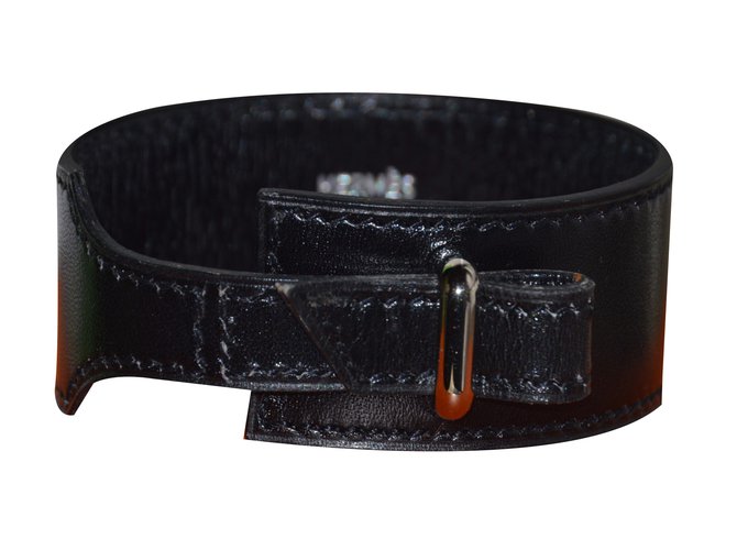 Hermès Bracelet Cuir Noir  ref.34878