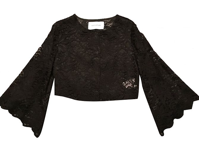 Chaqueta corta de encaje negro Flavio Castellani