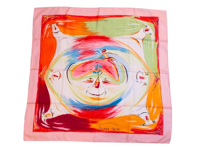 Sciarpa di seta Hermès Smiles In Third Millenary Rosa