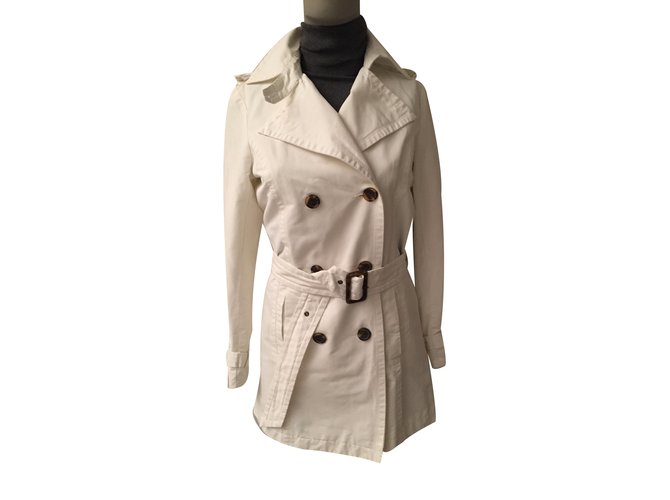Zara Trench coat White Cotton  ref.34882