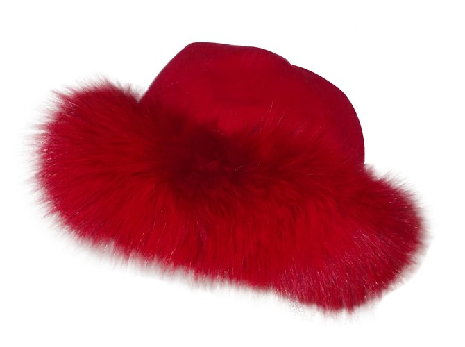 Autre Marque chapéu Vermelho Casimira Lã Pele  ref.34944
