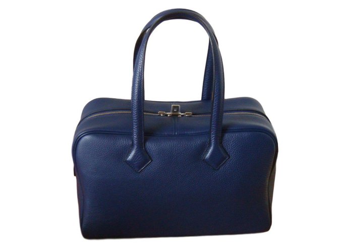 Hermès Victoria 35 Blue Leather  ref.34960
