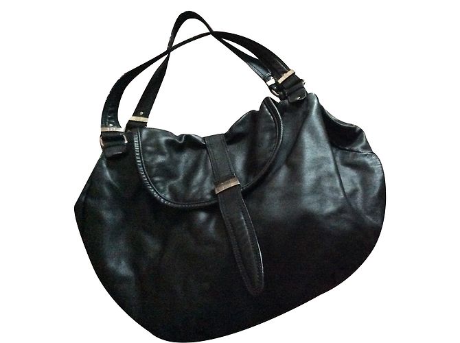 Lancel Frasques XL Handtasche aus schwarzem Leder