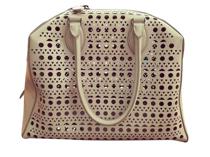 Alaïa Perforated Leather Handbag Handbags White Ref 35058 Alaïa Perforated Leather Handbag