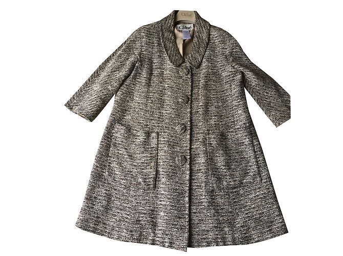 Chloé marrone e ecru mescolano il cappotto aderente