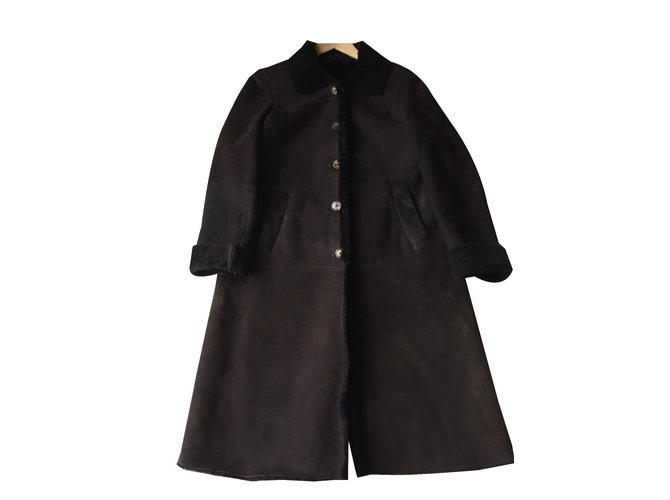 Burberry casaco de shearling Chocolate Pele de cordeiro  ref.35092