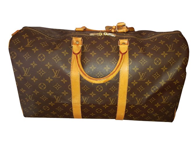 Keepall Louis Vuitton Travel bag Brown Leather  ref.35094