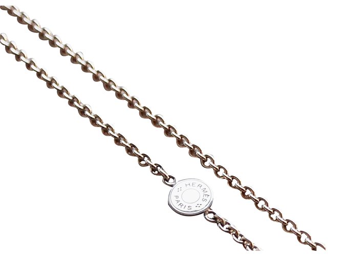 Hermès Necklace Silvery Silver  ref.35118
