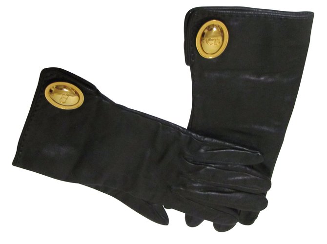 Dior Handschuhe Schwarz Leder  ref.35137
