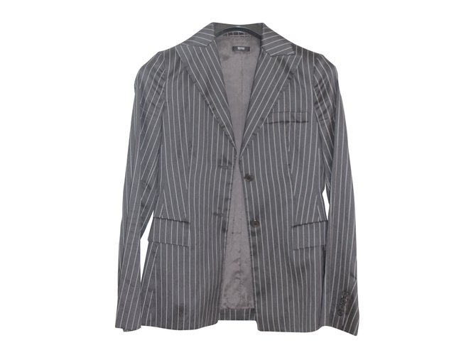 Hugo Boss Jacket Dark grey Silk Cotton  ref.35161