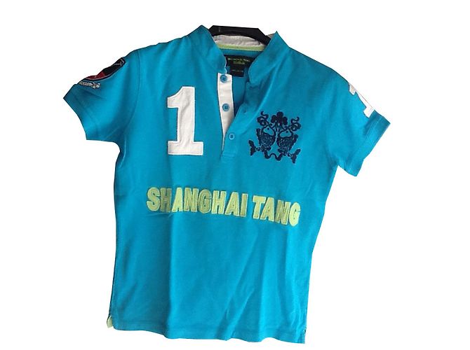 Top de algodón azul Shanghai Tang