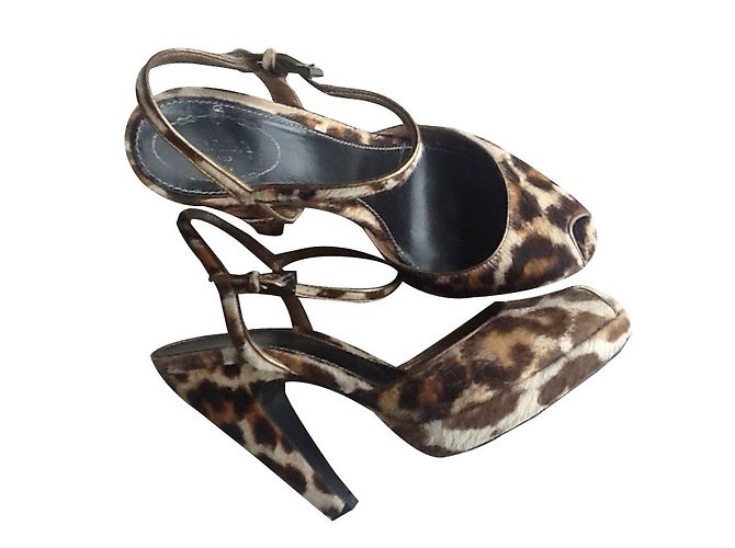 Prada Leopard Print Exotic Leather Heels 36.5