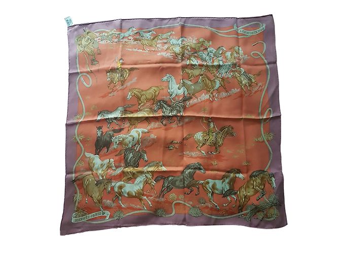 Hermès Cachecol de seda Multicor
