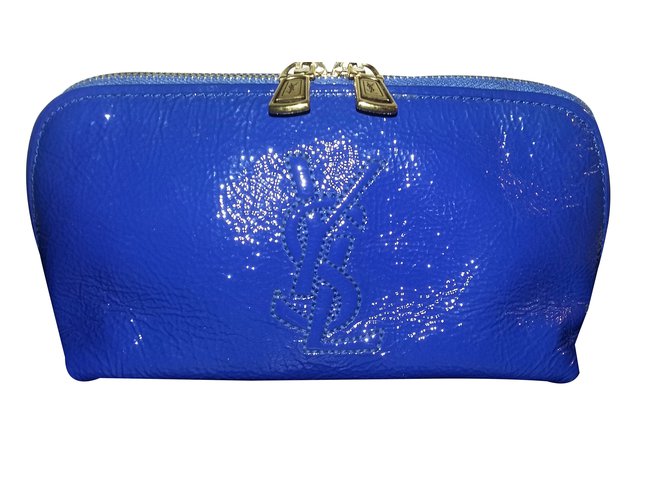 Yves Saint Laurent Clutch bag Blue Leather  ref.35394