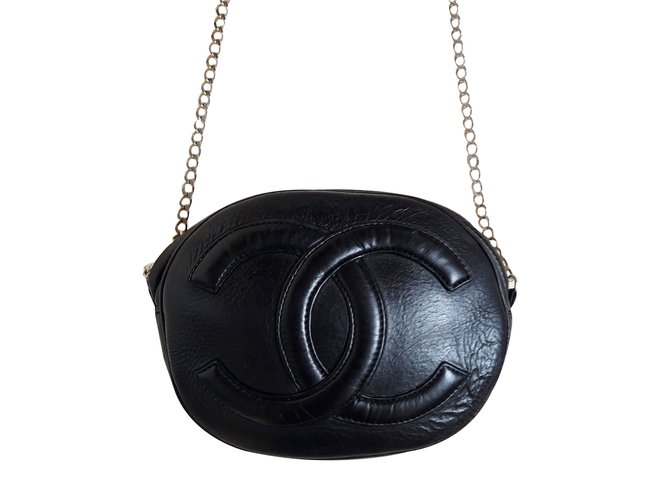 Chanel Vintage Tasche Schwarz Leder  ref.35538