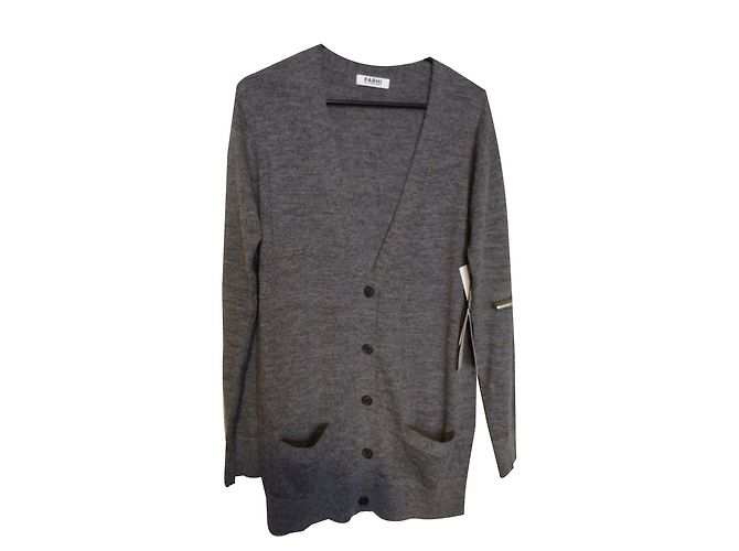 Nicole Fahri Strickjacke Grau Wolle Alpaka