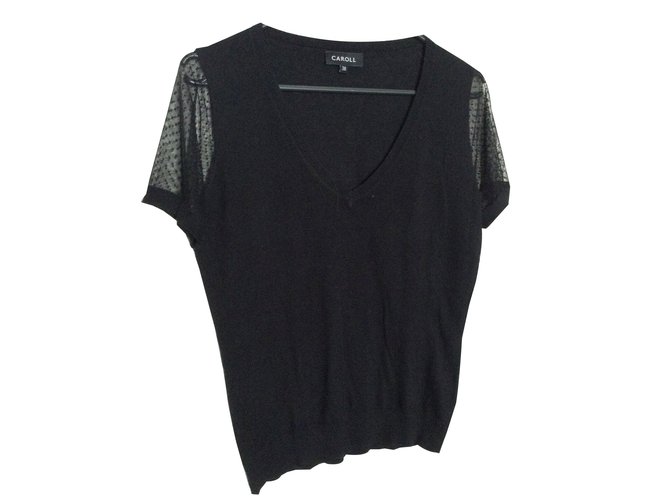 Autre Marque Top Carroll de algodón negro 