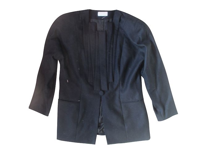 Emmanuelle Khanh Black Wool Coat Size 40