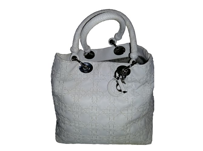 Lady dior White Leather  ref.35565
