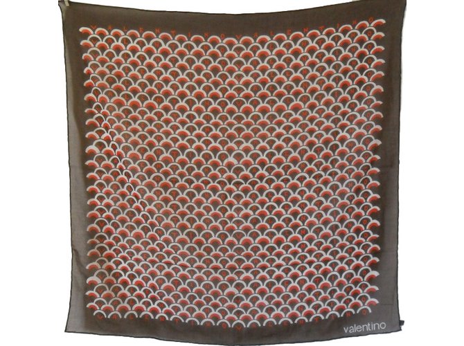 Valentino Silk scarf Brown Cotton  ref.35570