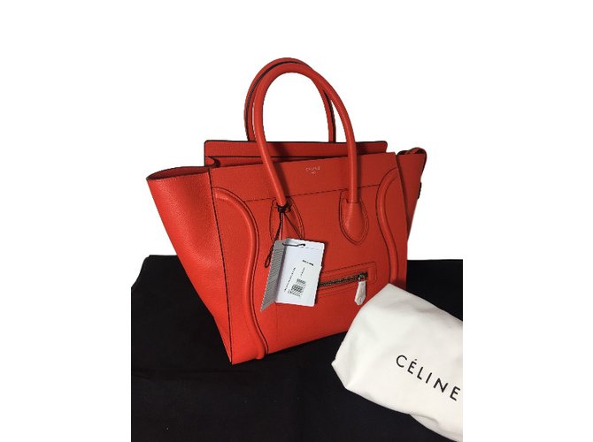 Céline Mini celine luggage Red Leather  ref.35577