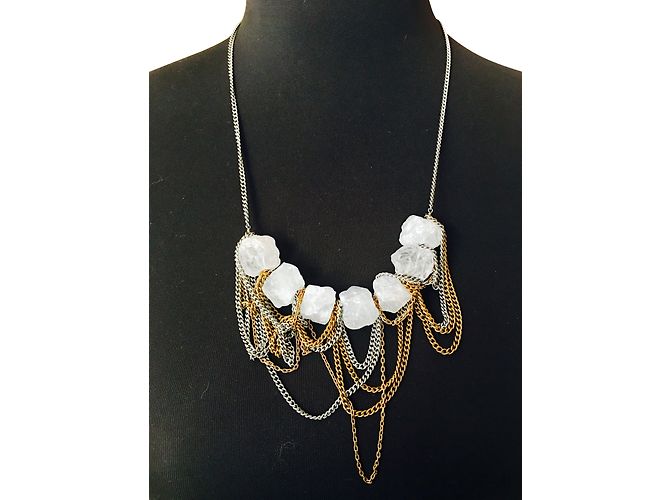 Gemma Redux Collier Argenté Blanc Doré