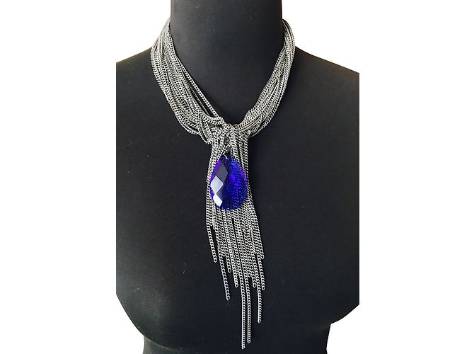 Gemma Redux Collier Argenté Bleu