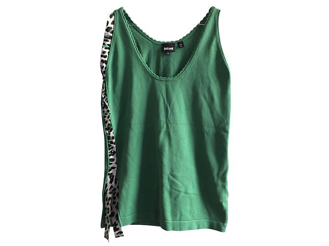 Top sin mangas Just Cavalli de punto de algodón verde